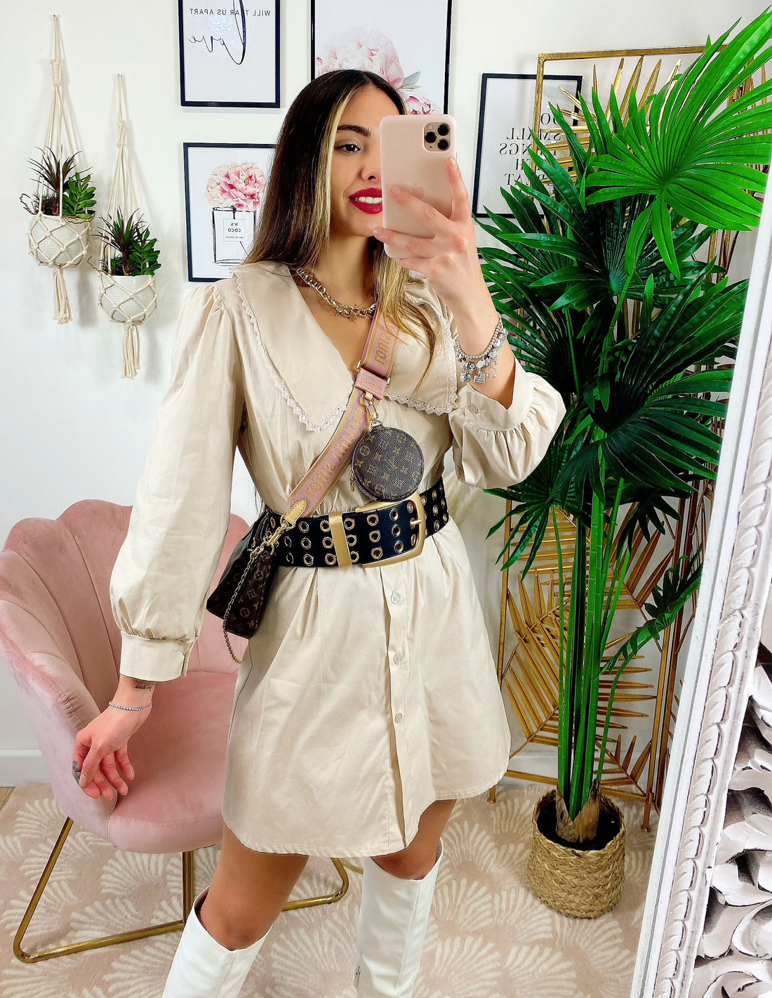 Abito a camicetta beige - R.a. Boutique 