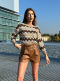 Short in ecopelle Camel con cintura - R.a. Boutique 