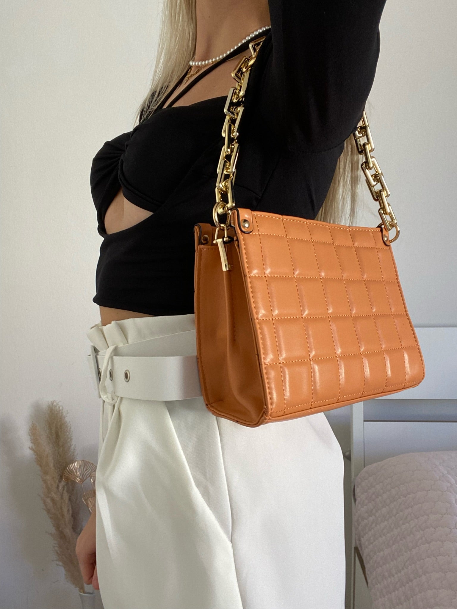 Pochette a quadri orange - R.a. Boutique 