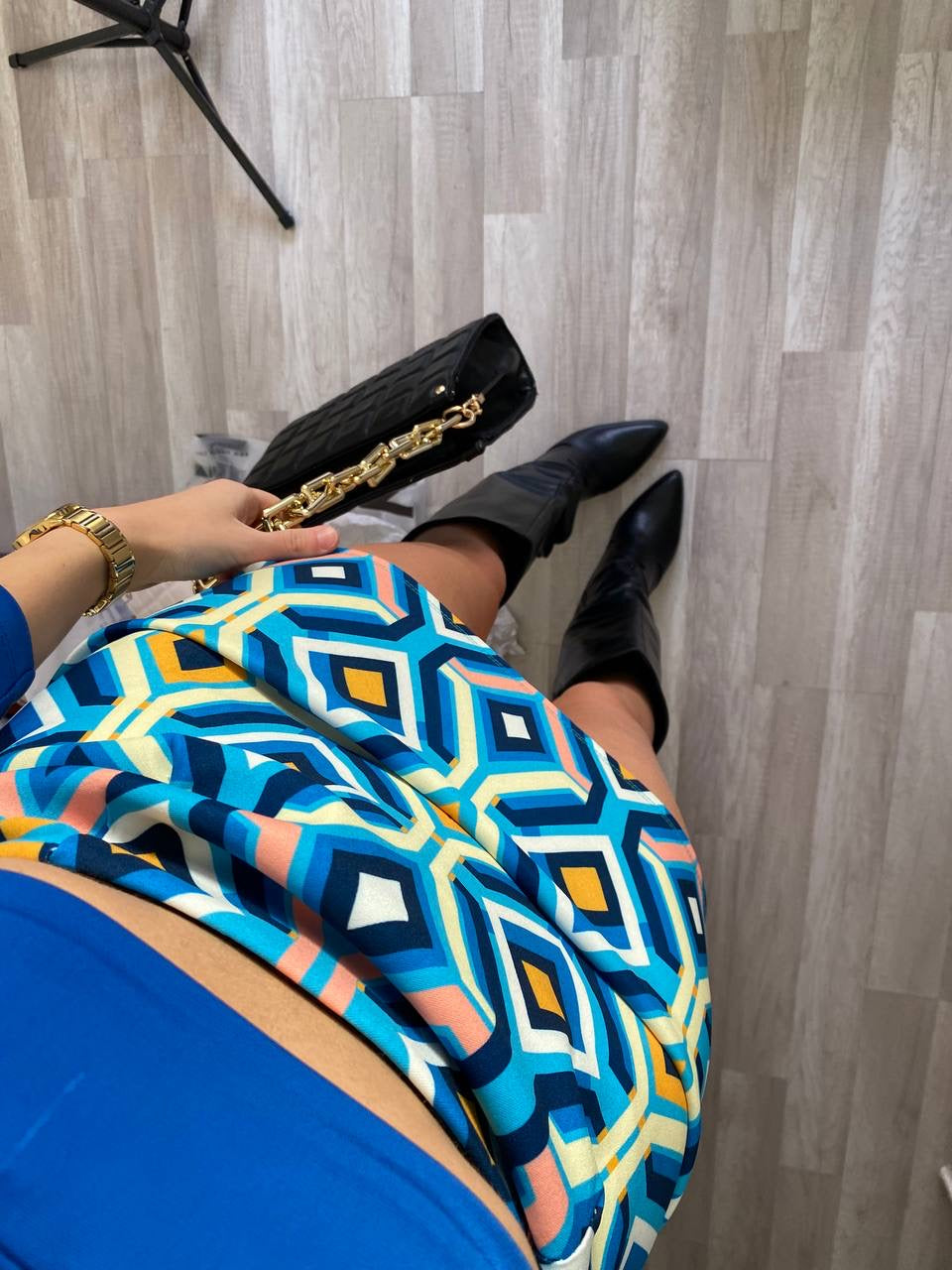 Gonna geometrica azzurra - R.a. Boutique 