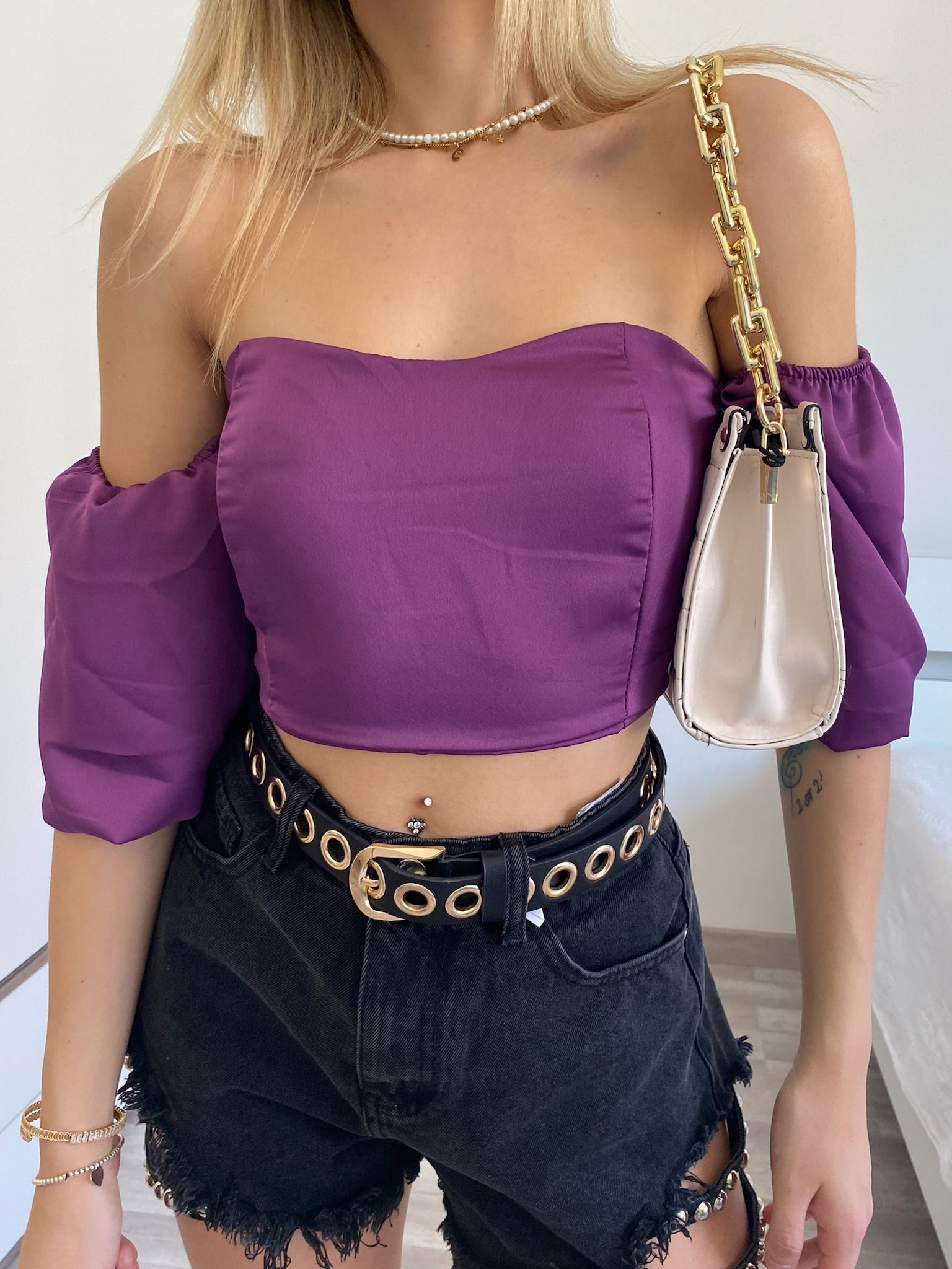 Top purple scollo a cuore - R.a. Boutique 