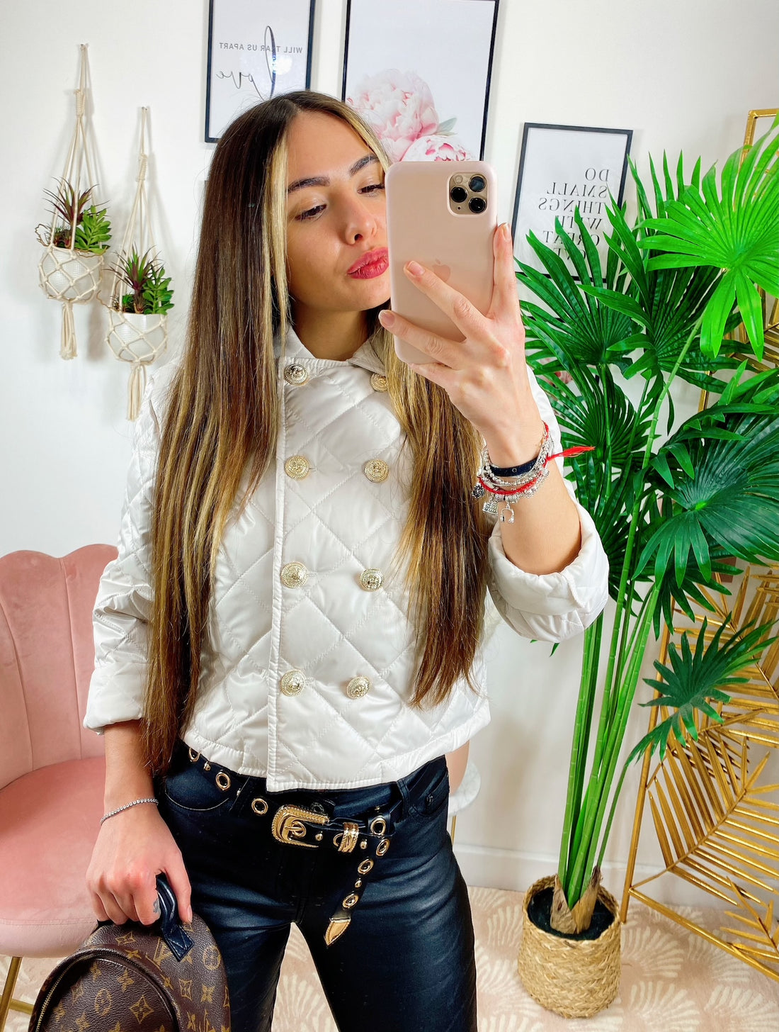 Piumino primaverile corto con bottoni oro - R.a. Boutique 