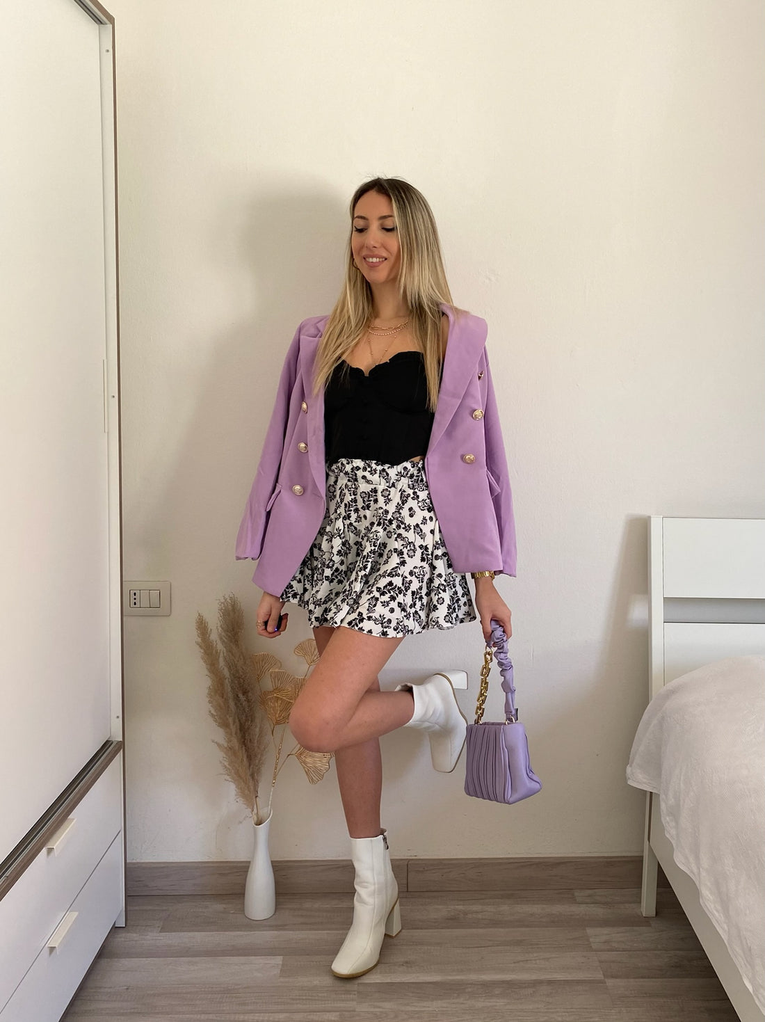 Giacca lilla con bottoni oro - R.a. Boutique 