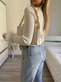 Maglia crop con piume bianco - R.a. Boutique 