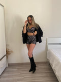 Completo top e short paillettes nero argento - R.a. Boutique 