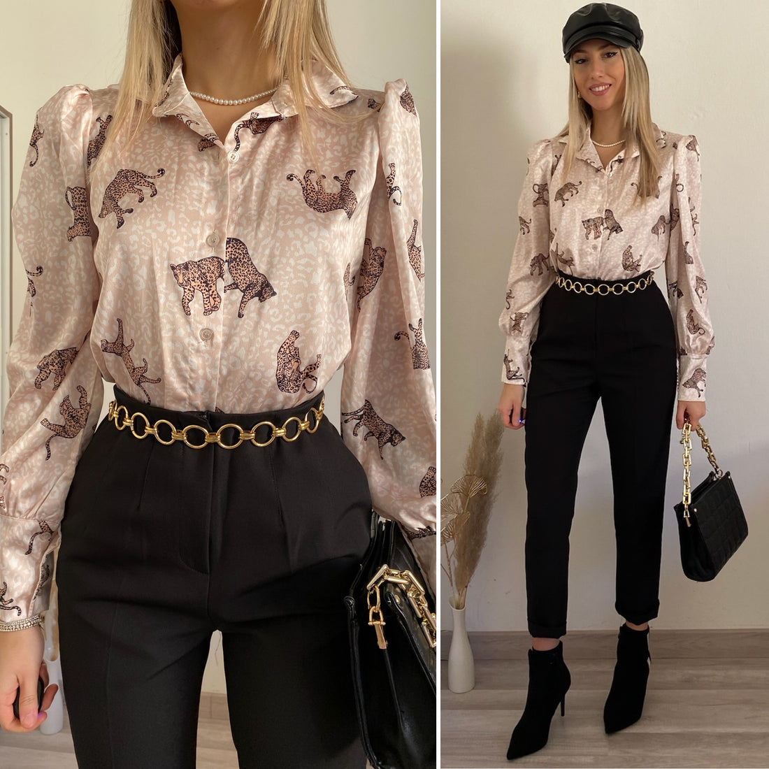 Pantalone vita alta nero - R.a. Boutique 