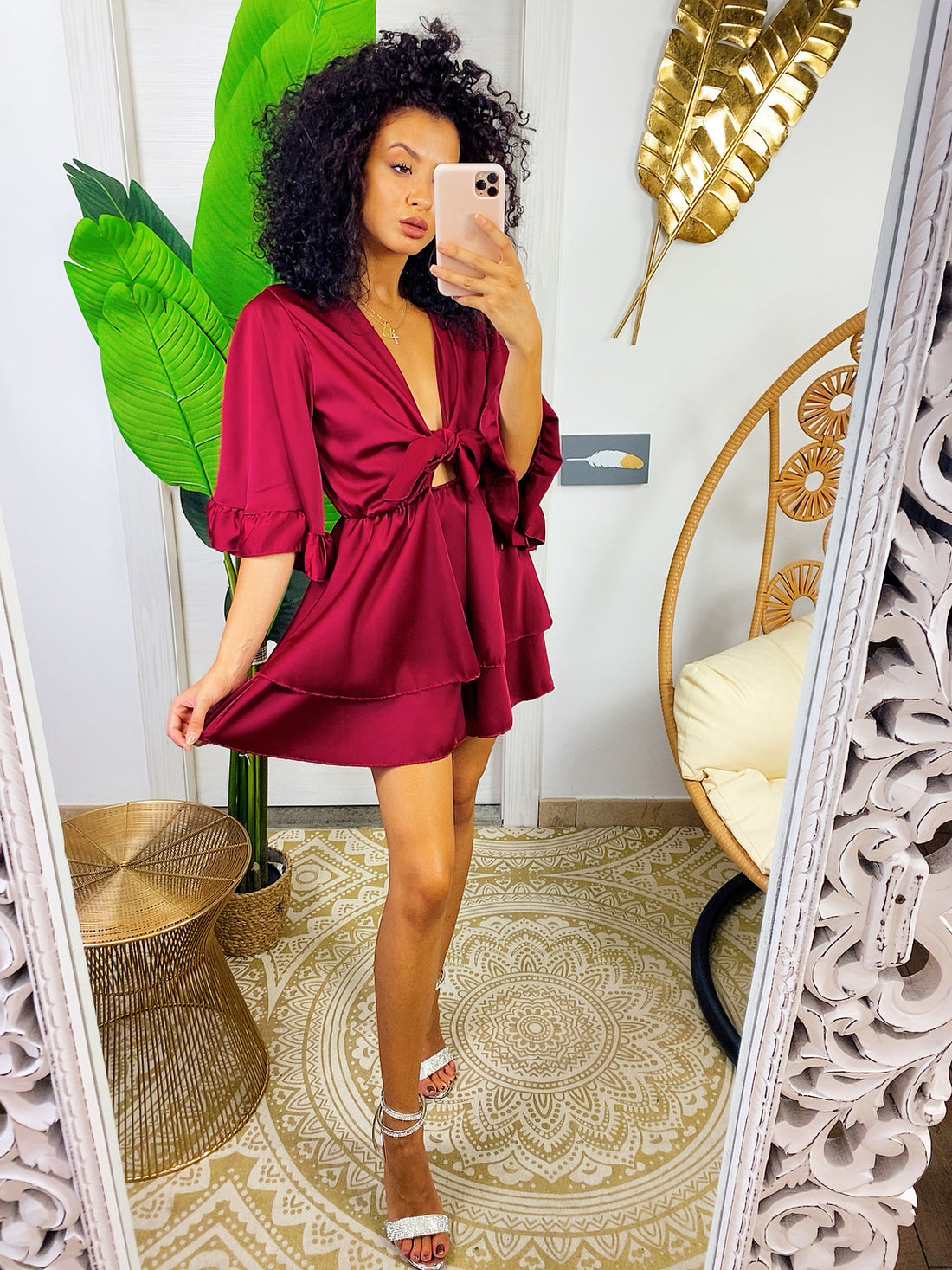 Tutina in raso manica larga bordeaux - R.a. Boutique 