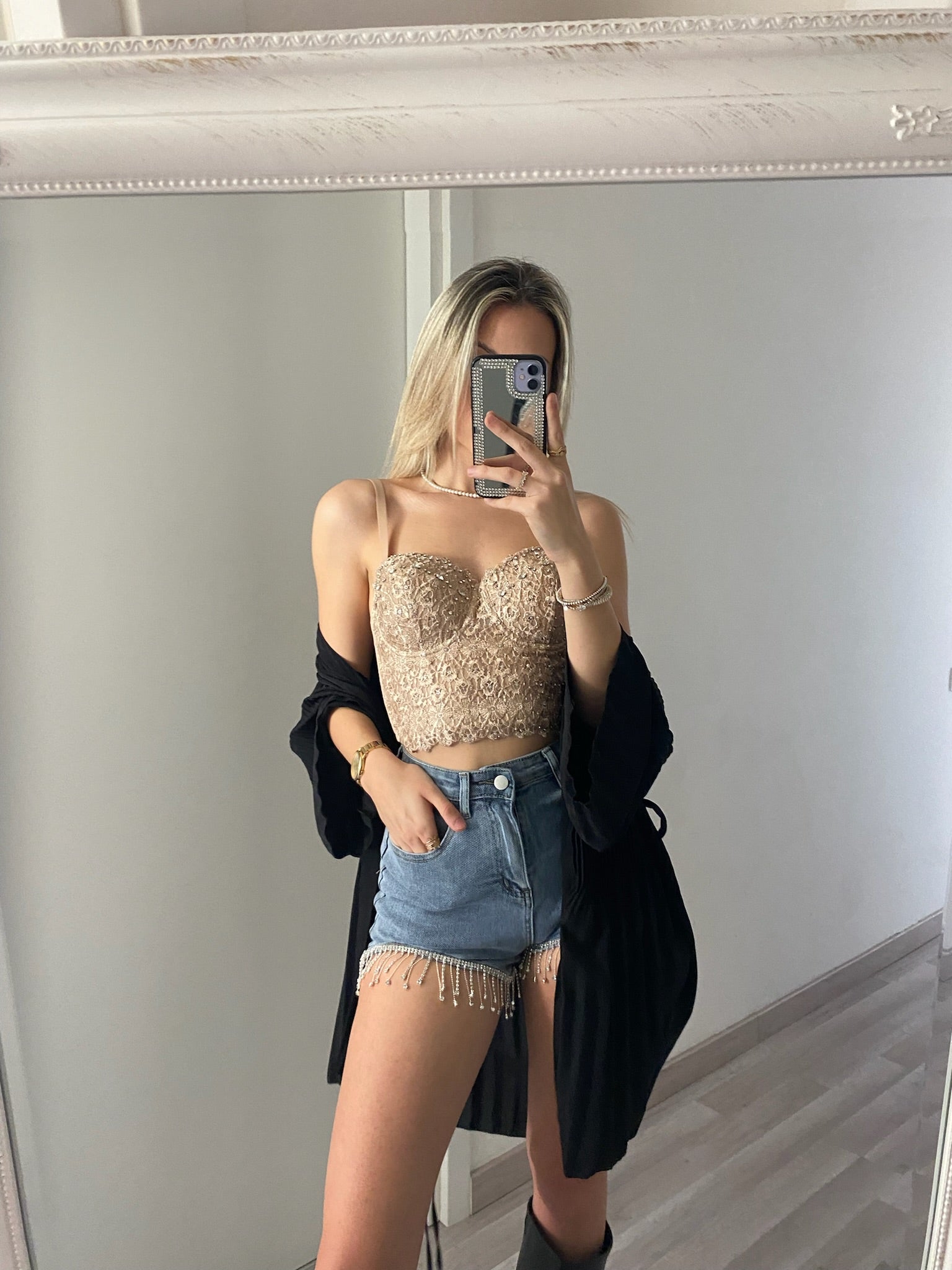 Corpino nude con strass - R.a. Boutique 