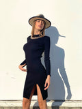 Abito in maglia nero con catene Oro - R.a. Boutique 
