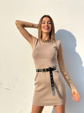 Abito in maglia beige con catena - R.a. Boutique 