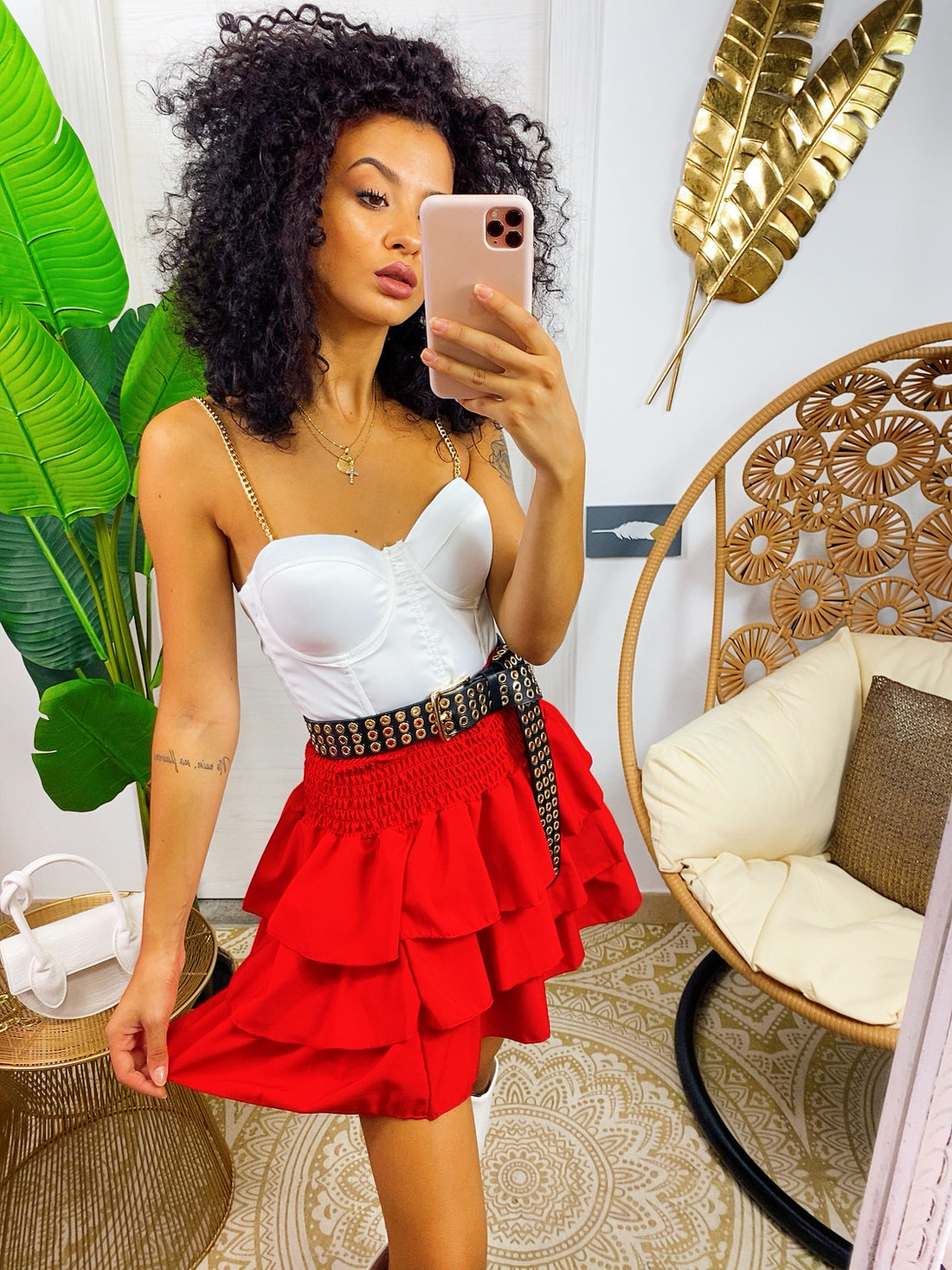 Gonna con balze rossa - R.a. Boutique 