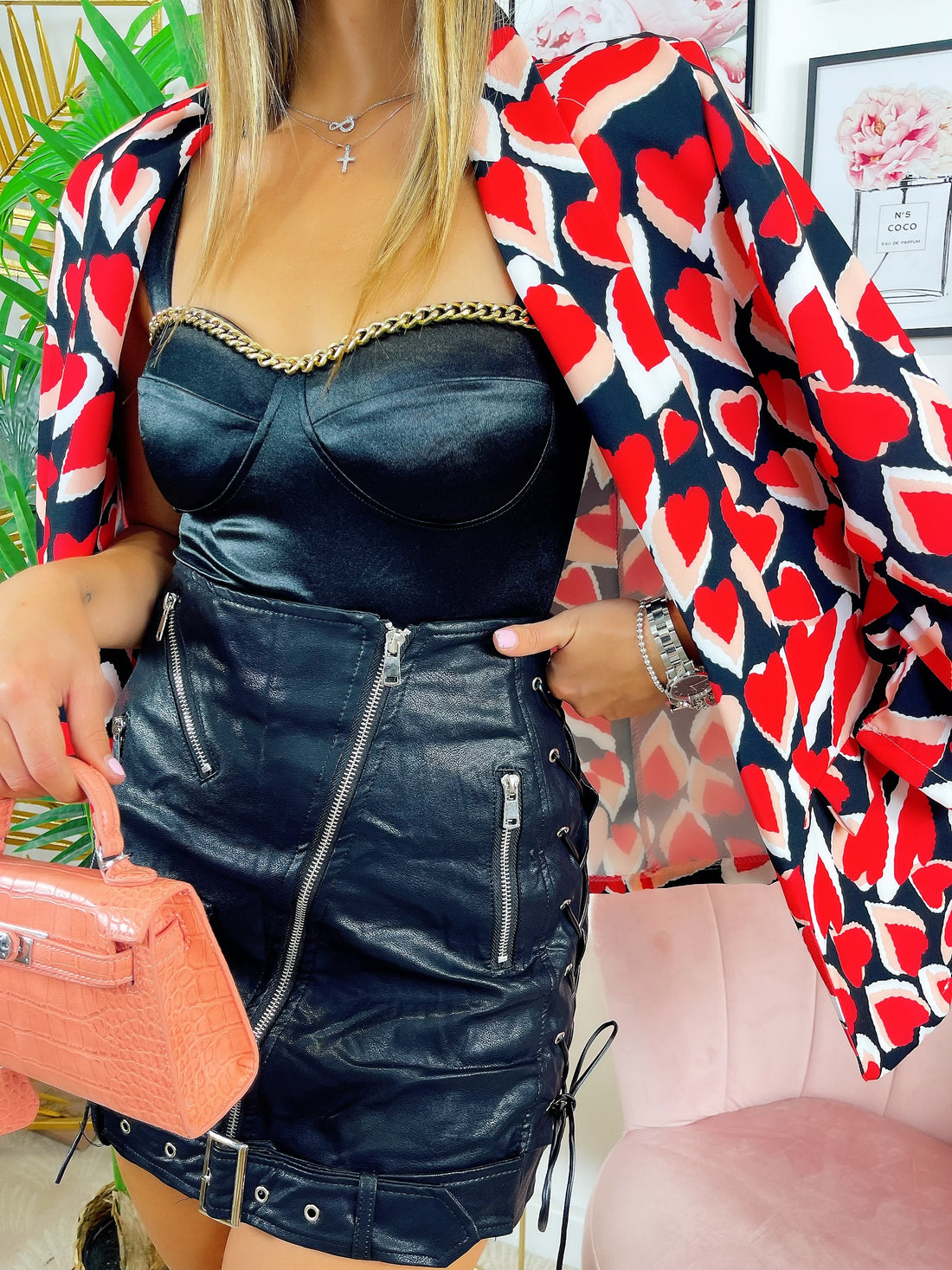 Giacca con Cuori base nera - R.a. Boutique 