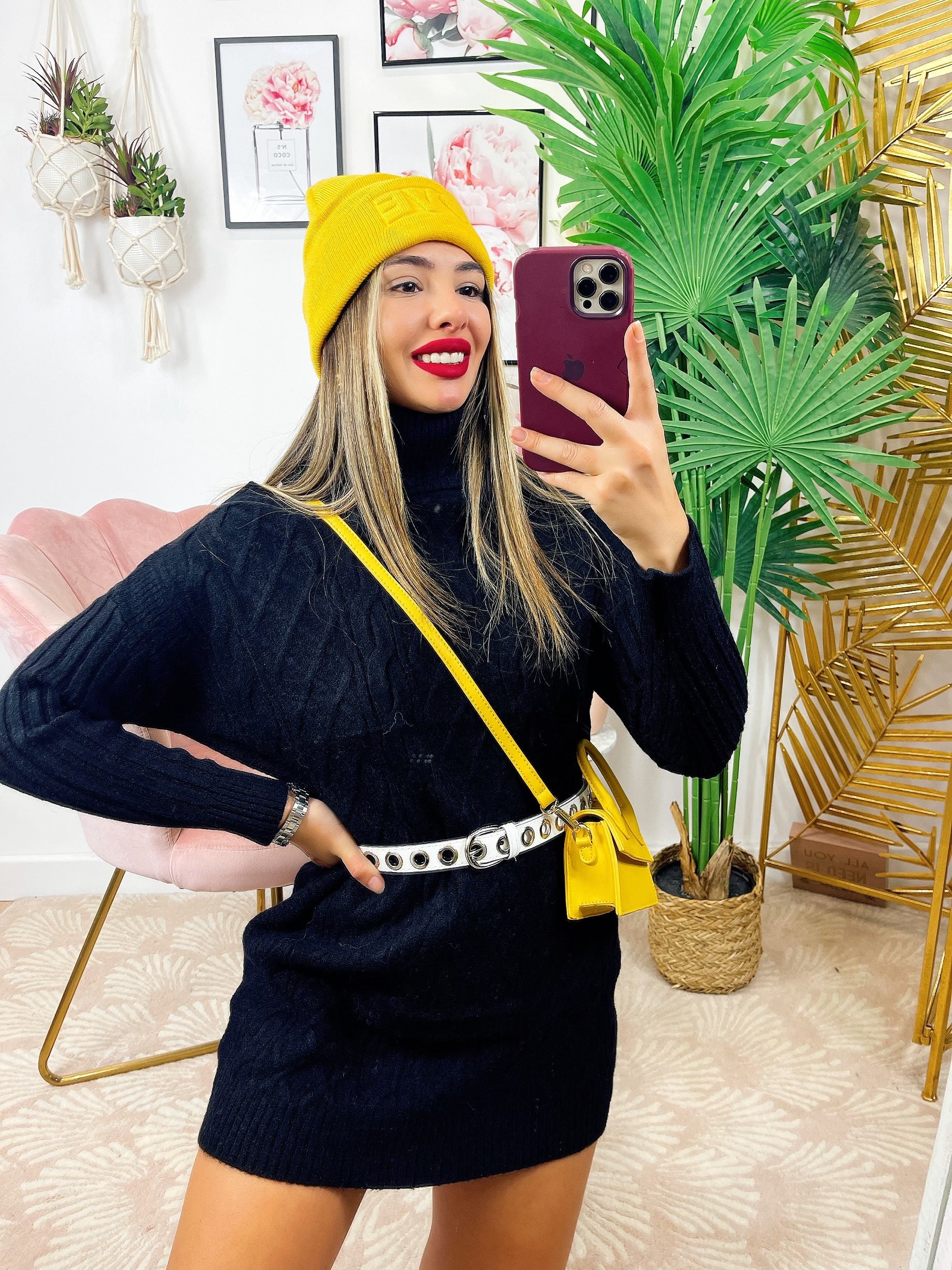 Maxi maglia a collo alto nero - R.a. Boutique 