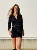 Abito con drappeggio nero - R.a. Boutique 