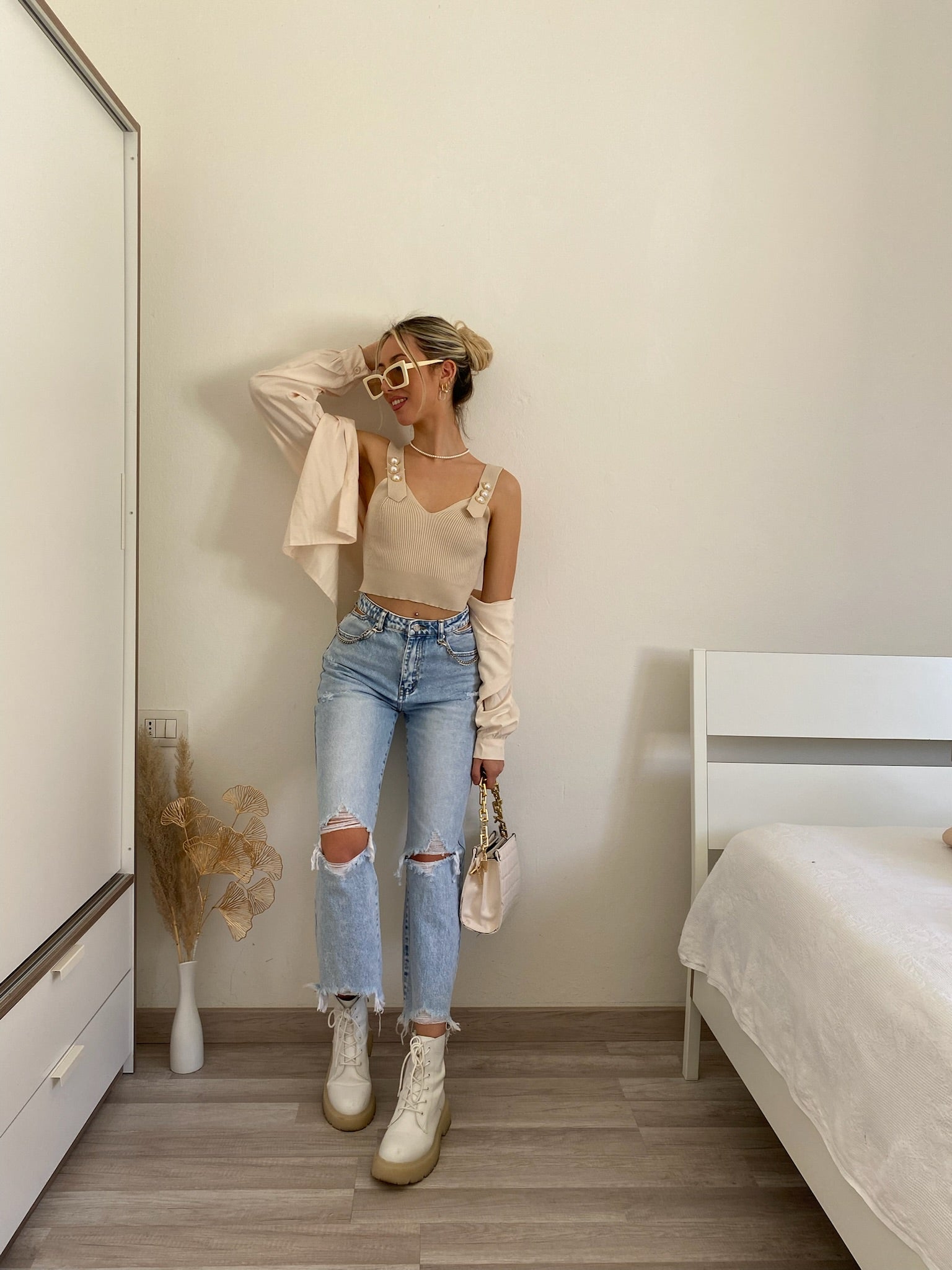 Top più camicia beige - R.a. Boutique 