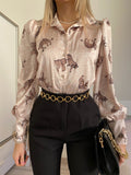 Camicia con stampa animalier beige - R.a. Boutique 