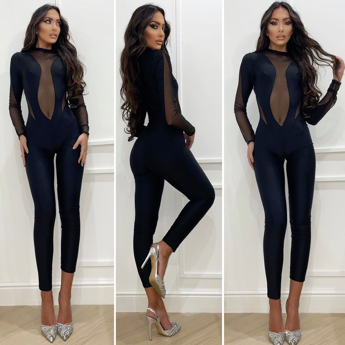 Tuta aderente con maxi trasparenza - R.a. Boutique 