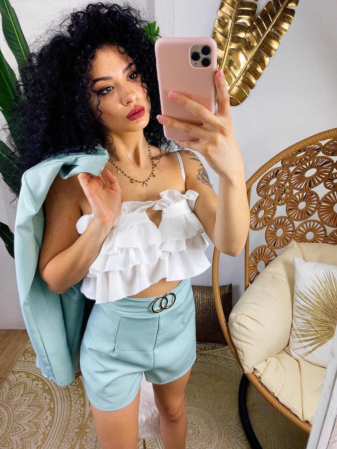 Top a bretellina con balza - R.a. Boutique 