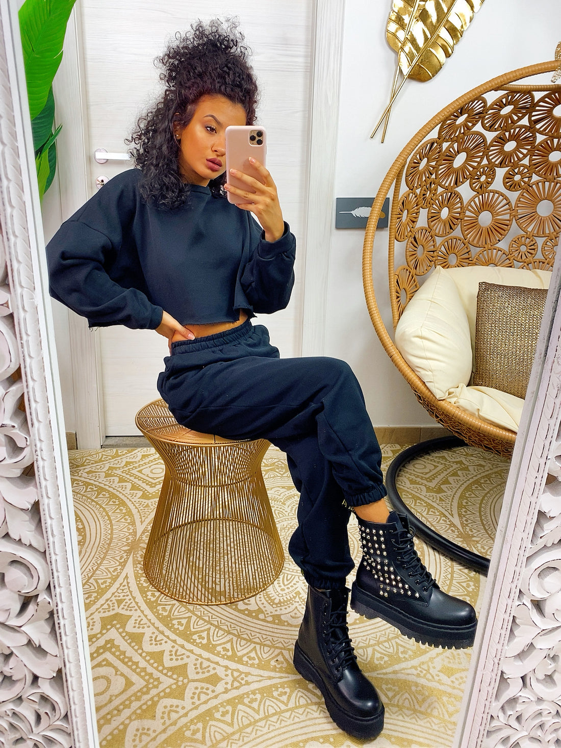 Tuta due pezzi nera maglia over - R.a. Boutique 