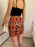 Gonna geometrica arancio nero - R.a. Boutique 