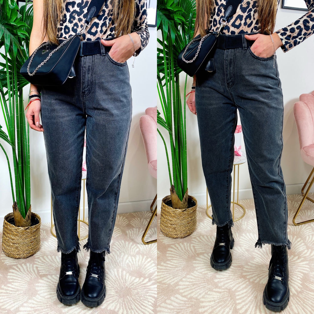 Jeans scuro con cintura sfrangiato - R.a. Boutique 