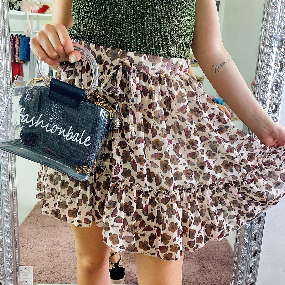 Gonna con ciondolo marrone - R.a. Boutique 