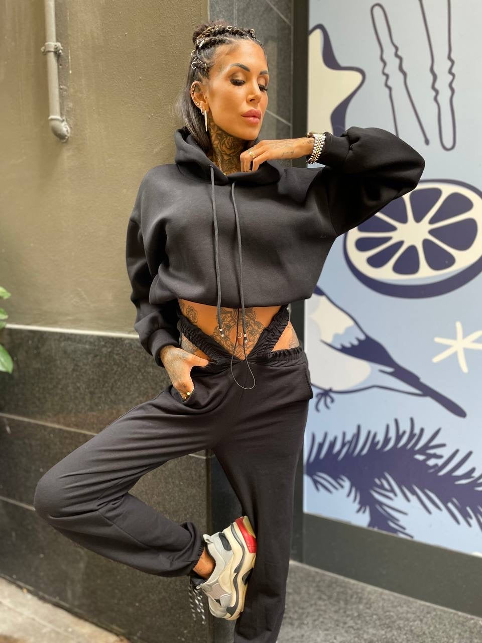 Felpa con elastico nera - R.a. Boutique 