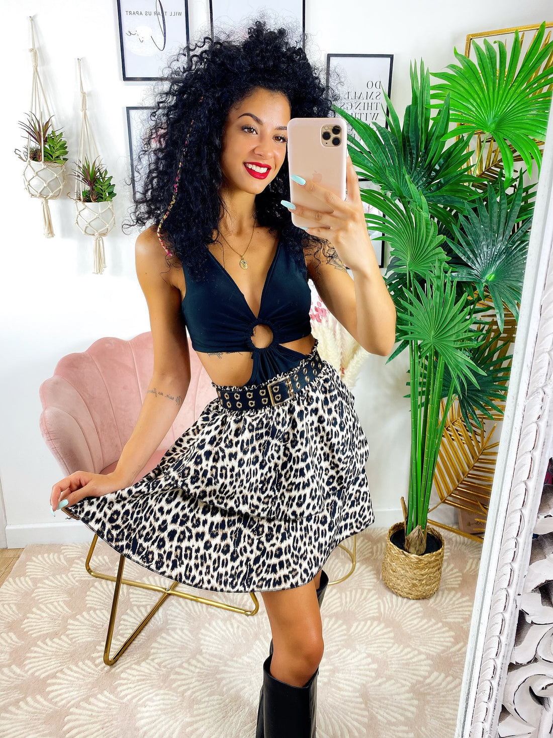 Gonna a balze maculata trama stretta - R.a. Boutique 