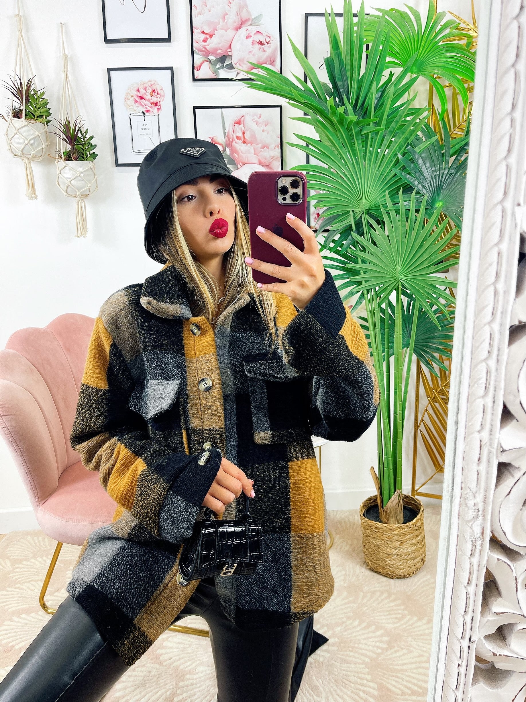 Giacca a quadri Senape nero - R.a. Boutique 