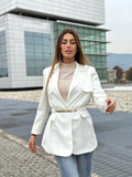 Blazer bianco con cintura - R.a. Boutique 