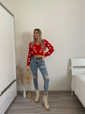 Cardigan rosso con cuori - R.a. Boutique 