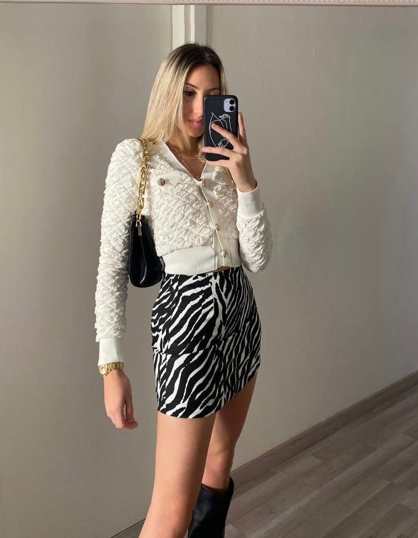 Black and white zebra skirt delivery 24/48h - Main Image