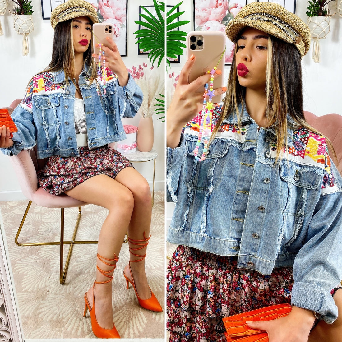 Giacca di jeans con Ricami - R.a. Boutique 