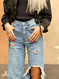 Jeans con maxi spacco e risvolto - R.a. Boutique 