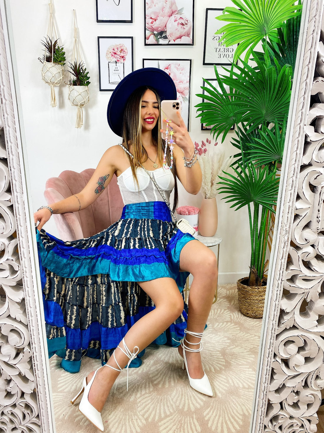 Gonna asimmetrica zebrata blu - R.a. Boutique 