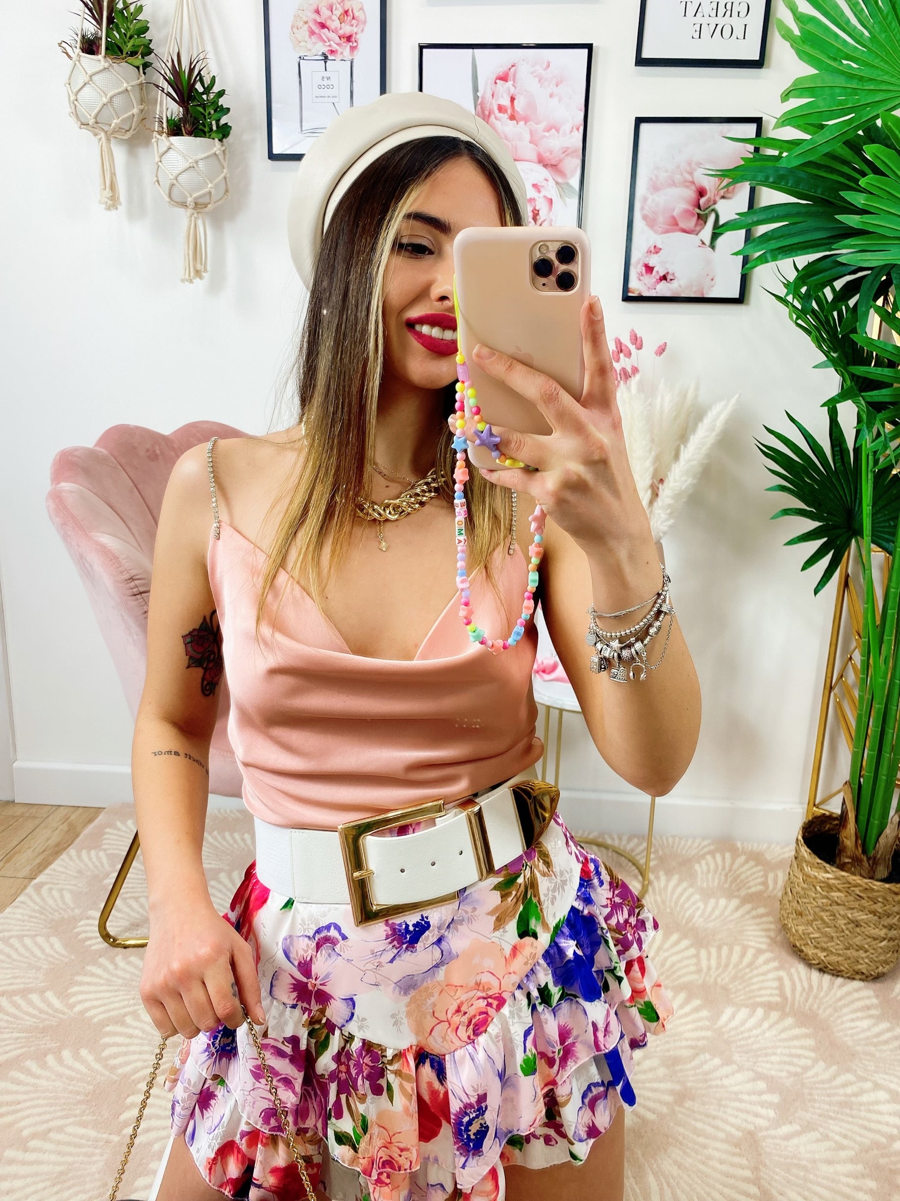 Gonna a fiori lilla asimmetrica - R.a. Boutique 