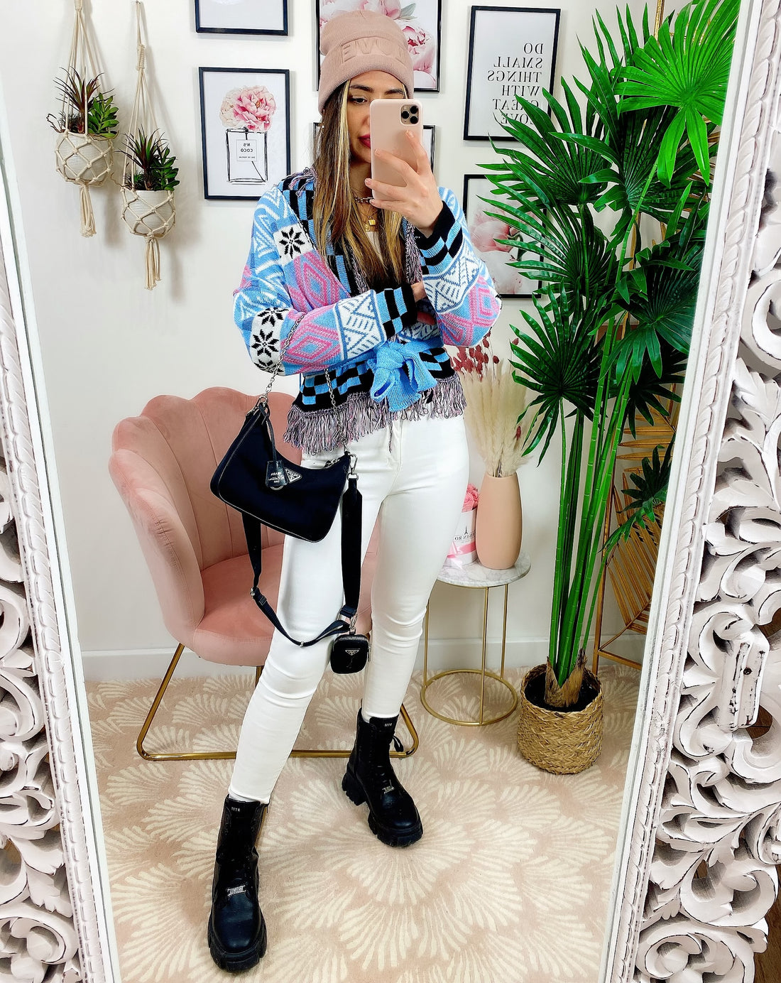 Cardigan corto frange e cinta base celeste - R.a. Boutique 