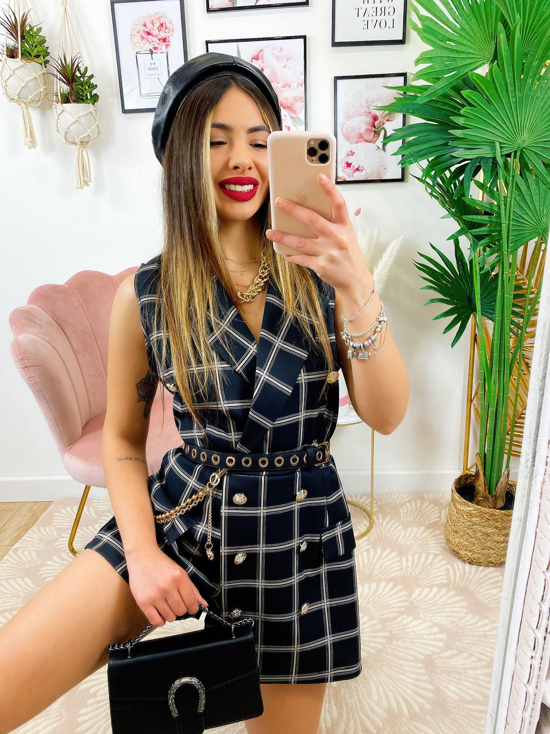 Tutina a Blazer fantasia a quadri nera - R.a. Boutique 