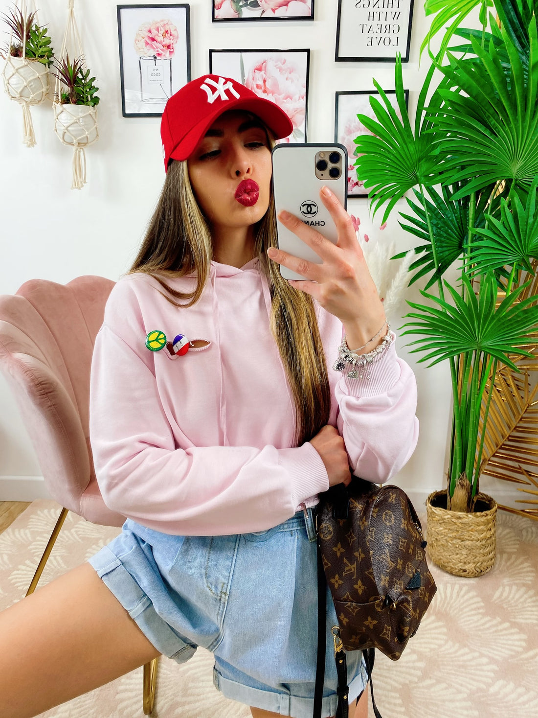 Felpa con spille Rosa - R.a. Boutique 