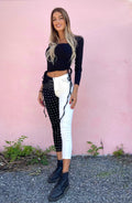 Pantalone black White con borchie - R.a. Boutique 