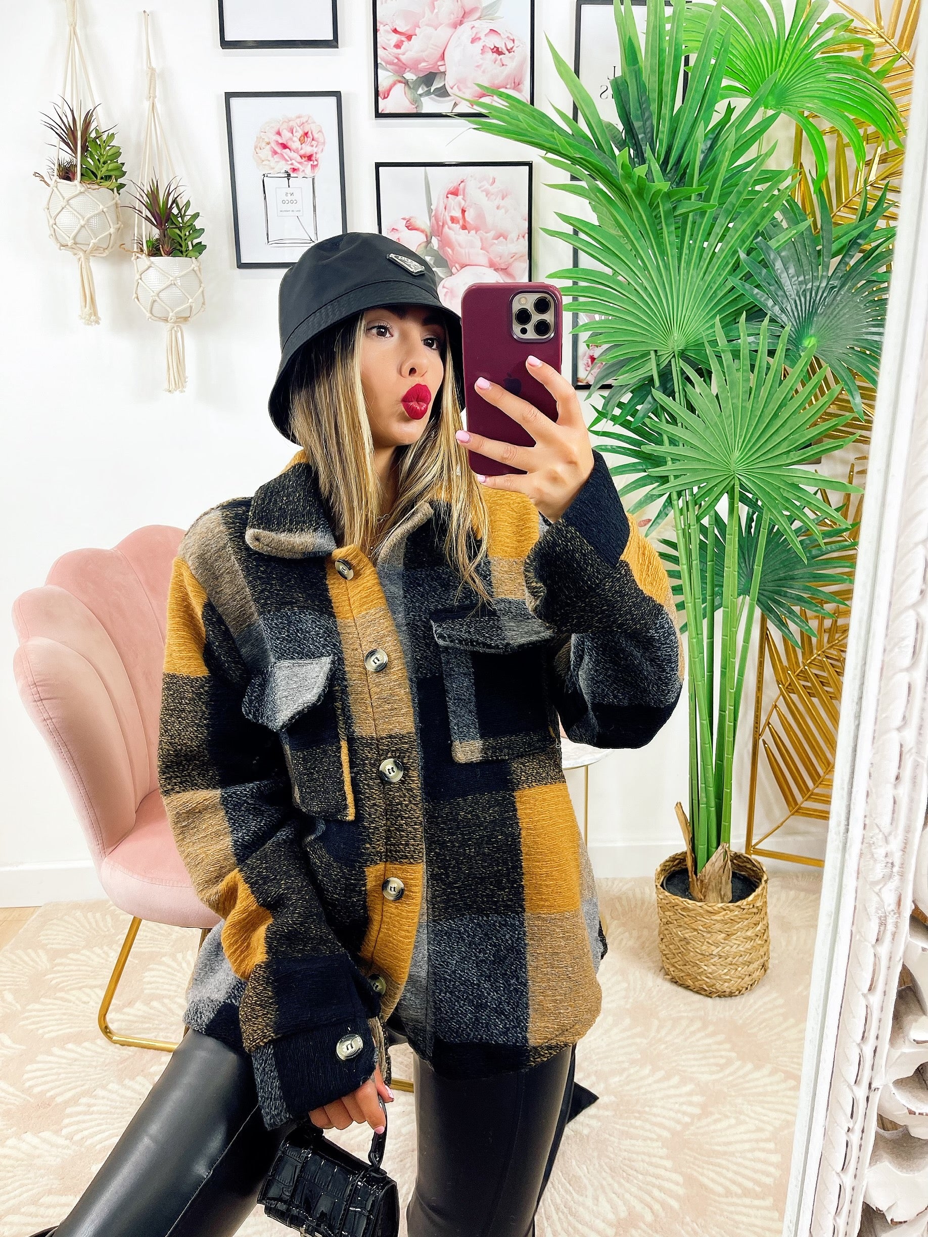 Giacca a quadri Senape nero - R.a. Boutique 