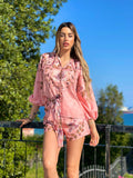 Completo short e camicia fiorata rosa - R.a. Boutique 