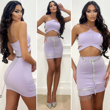 Completo lilla con strass - R.a. Boutique 