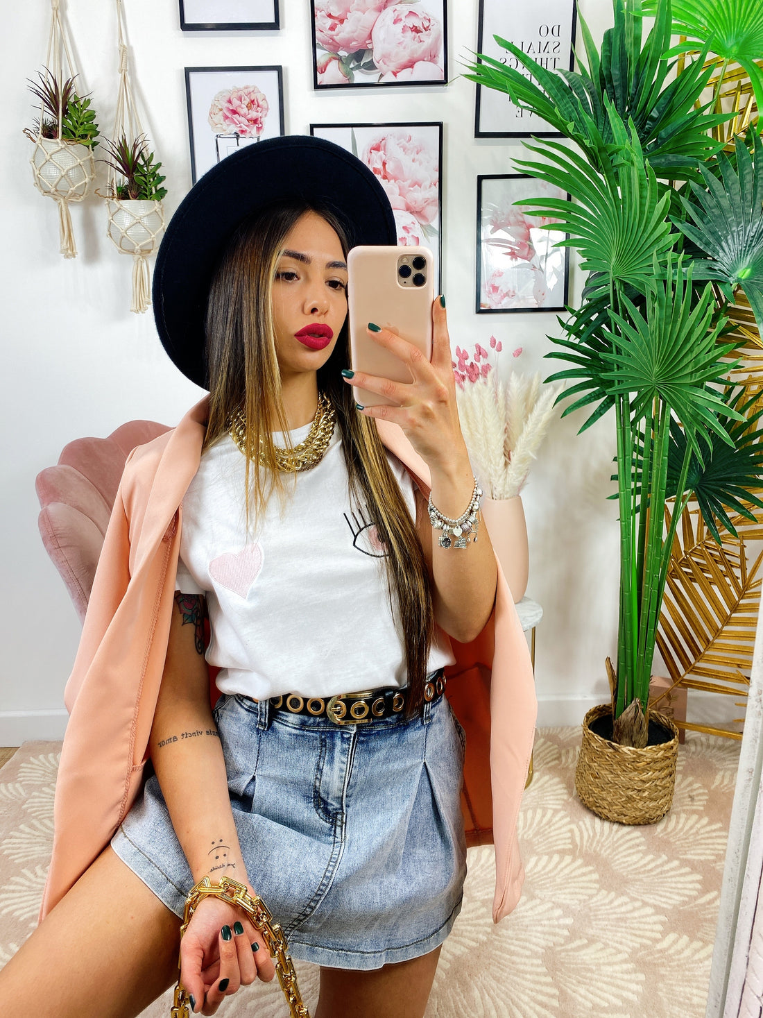 T-Shirt eyes rosa - R.a. Boutique 