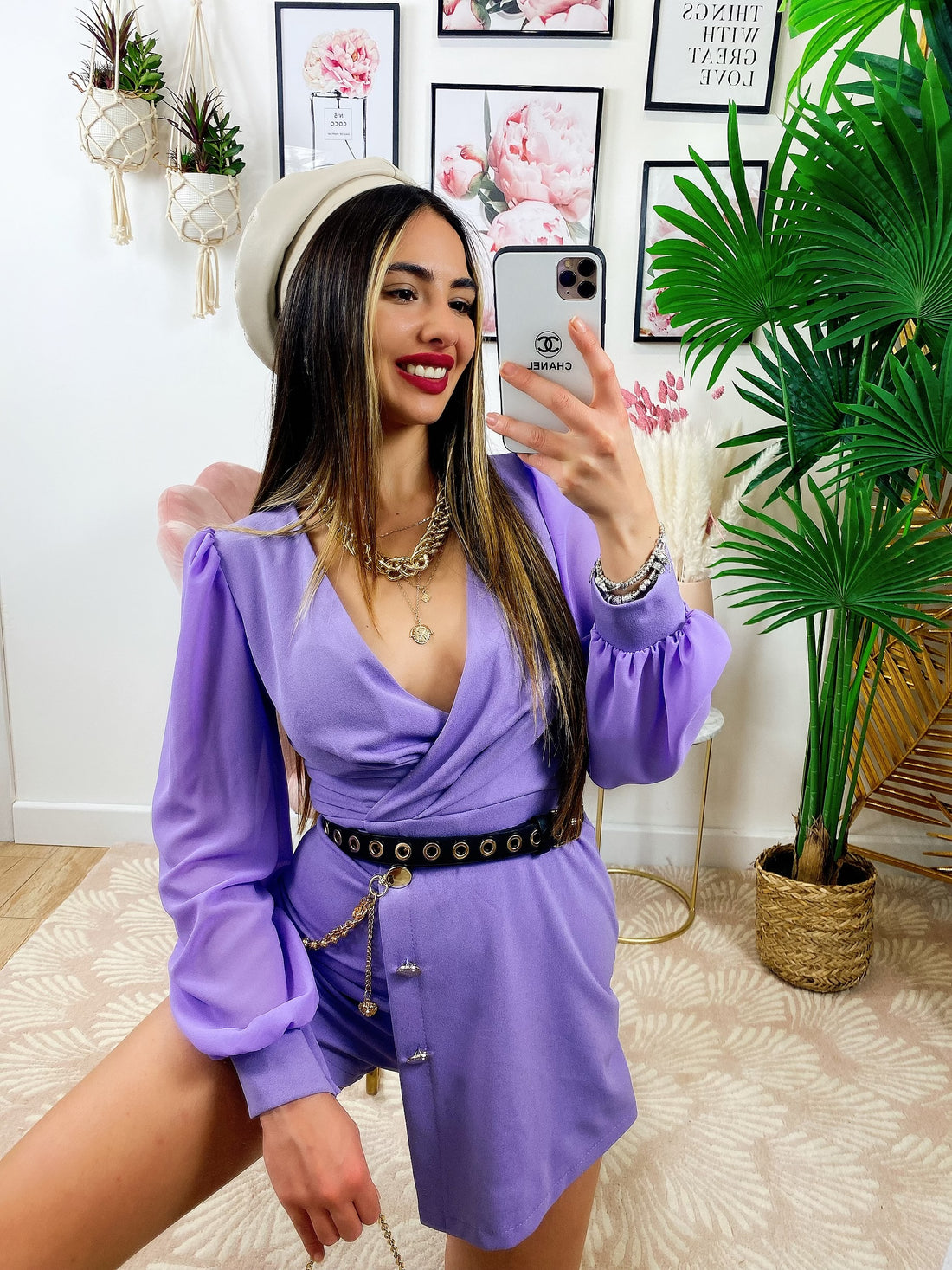 Tutina a portafoglio con bottoni Lilla - R.a. Boutique 