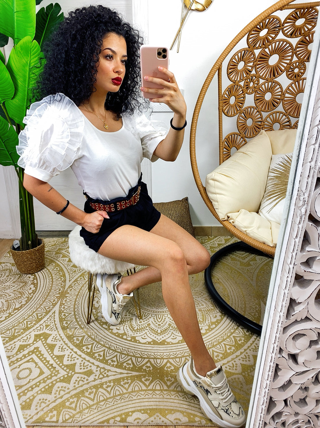 Short nero con elastico in vita - R.a. Boutique 