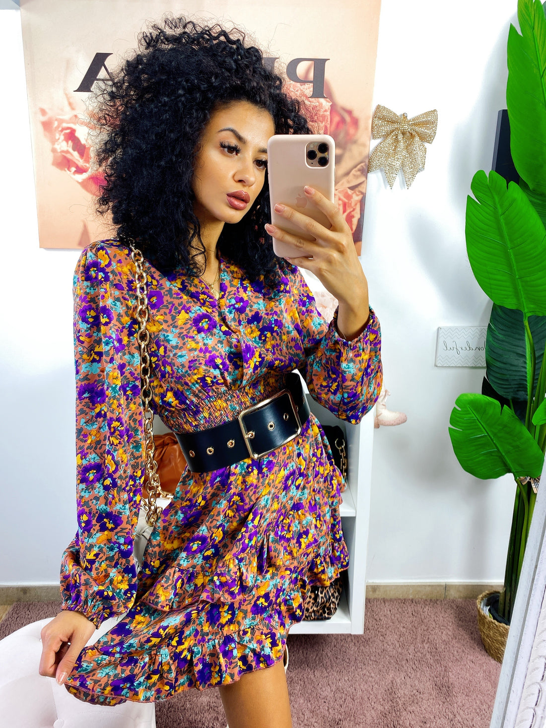 Abito a balze Con fiori Arancio - R.a. Boutique 