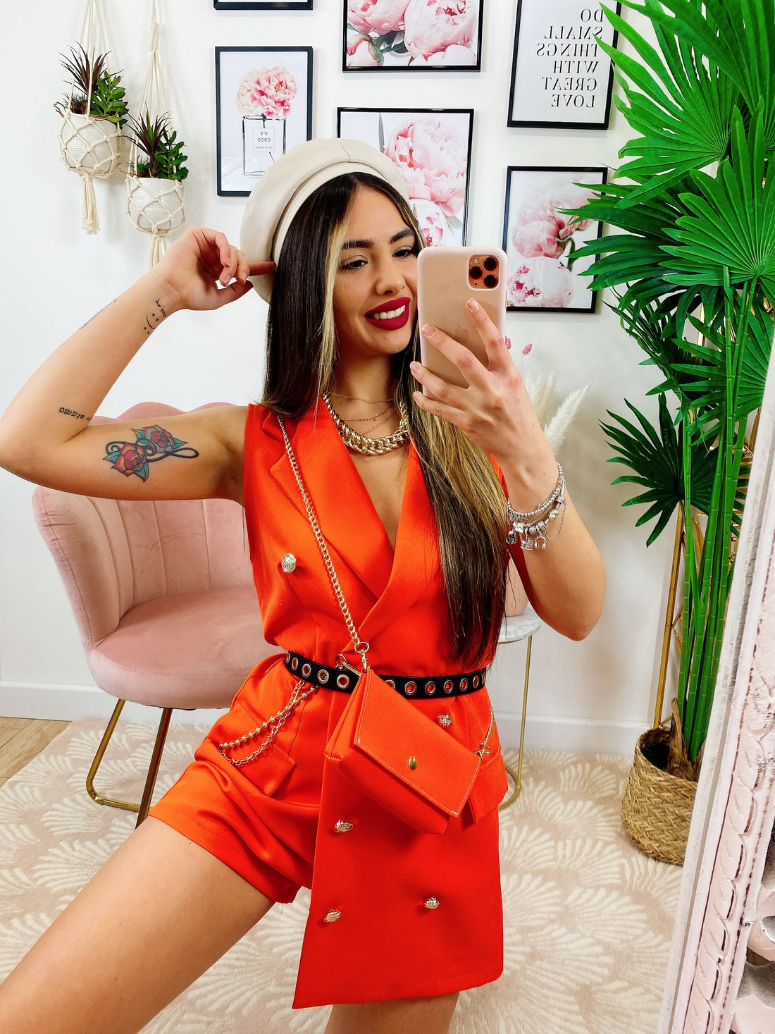 Tutina a Blazer con borsetta arancio - R.a. Boutique 