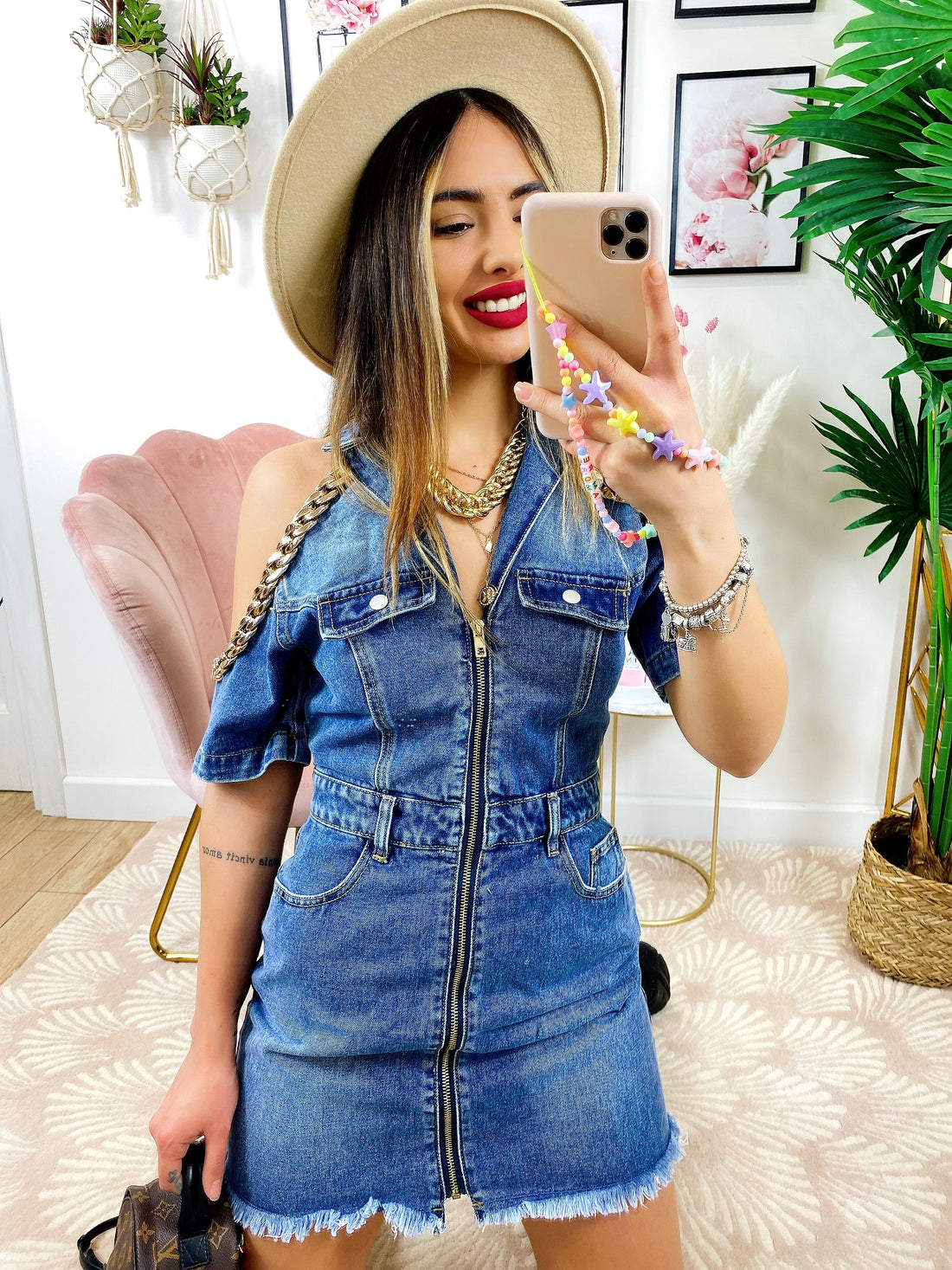 Abito di jeans con catena - R.a. Boutique 