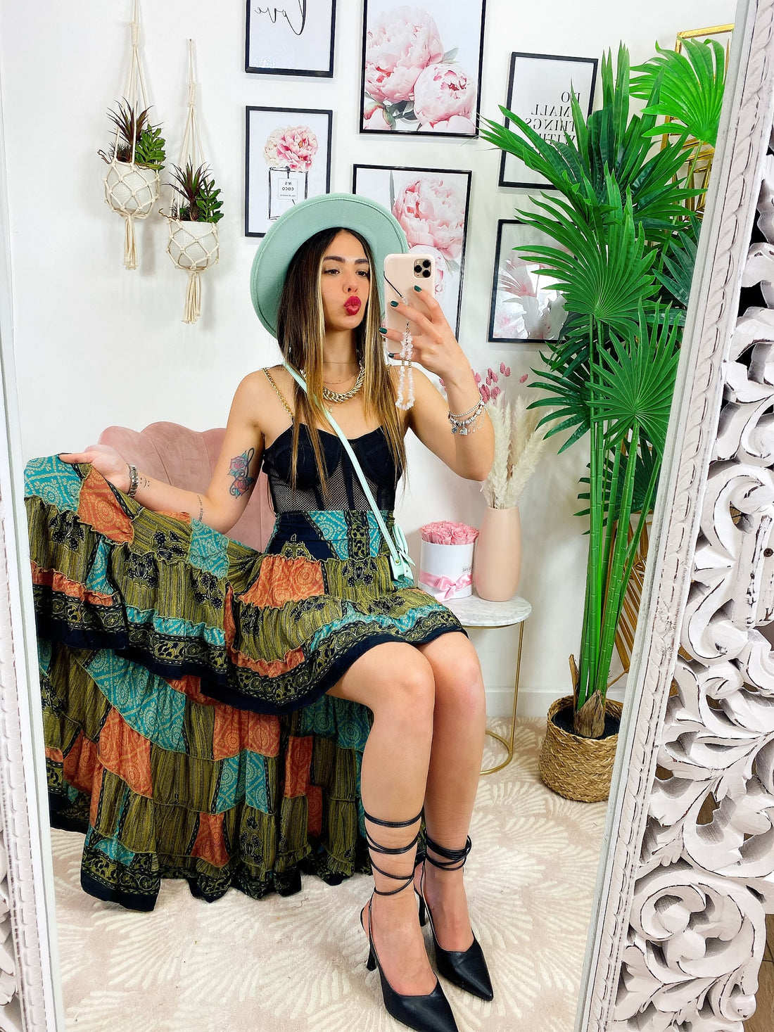 Gonna asimmetrica verde arancio - R.a. Boutique 